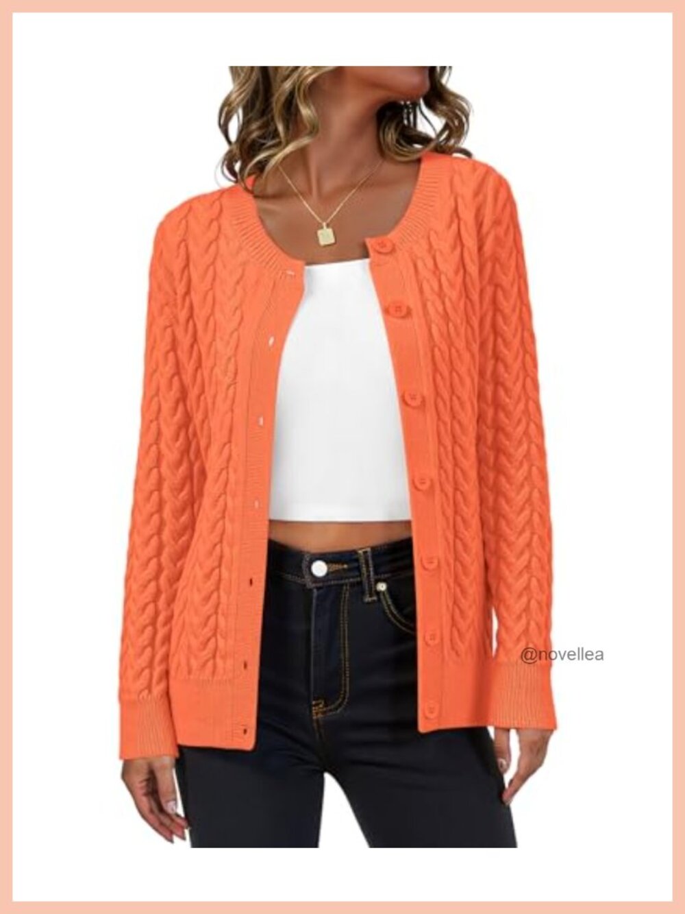Cable Knit Long Sleeve Button Down Open Front Cardigan Sweater